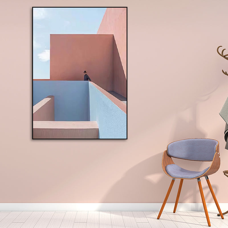 Brehn | Pastel Kleur Architectuur Wandkunst Abstract Moderne Stijl Textuur Gewikkeld Canvas
