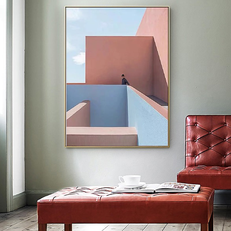 Brehn | Pastel Kleur Architectuur Wandkunst Abstract Moderne Stijl Textuur Gewikkeld Canvas