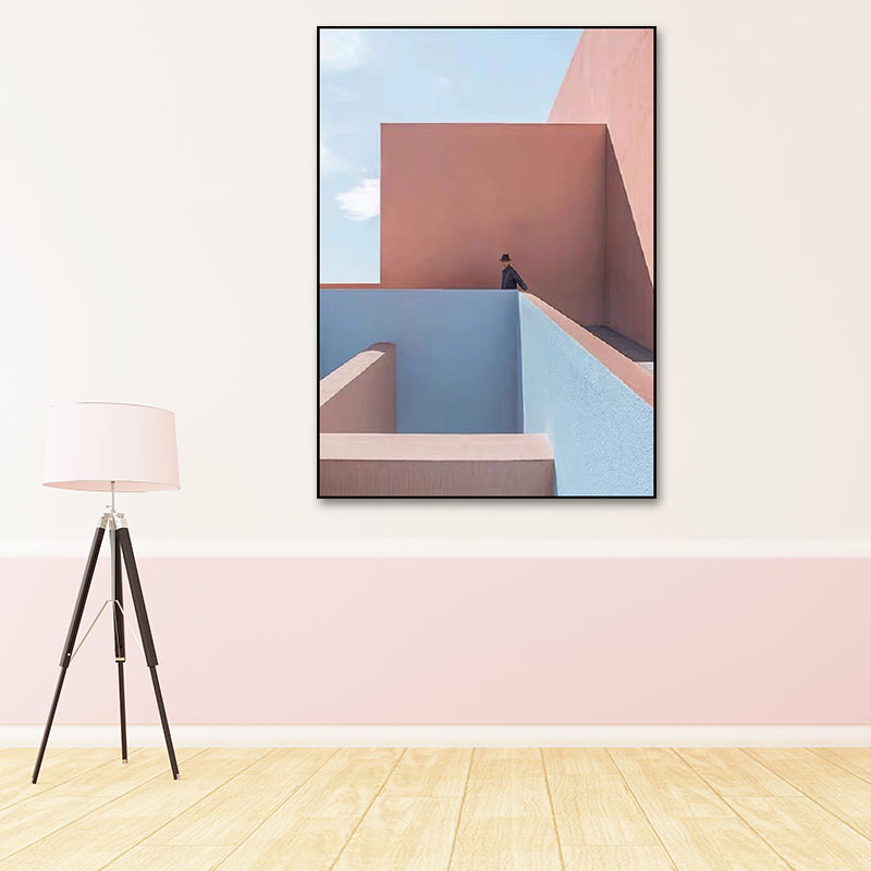 Brehn | Pastel Kleur Architectuur Wandkunst Abstract Moderne Stijl Textuur Gewikkeld Canvas