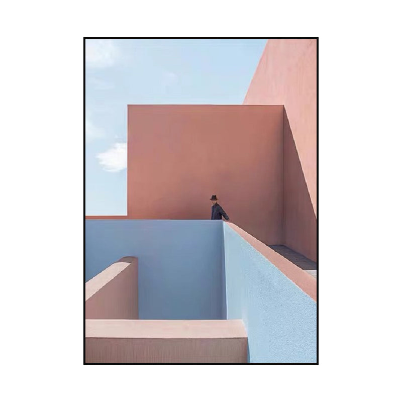 Brehn | Pastel Kleur Architectuur Wandkunst Abstract Moderne Stijl Textuur Gewikkeld Canvas
