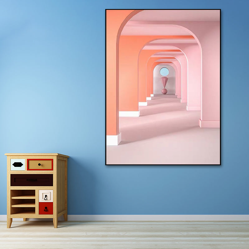 Brehn | Pastel Kleur Architectuur Wandkunst Abstract Moderne Stijl Textuur Gewikkeld Canvas
