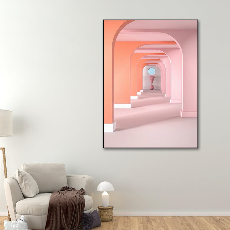 Brehn | Pastel Kleur Architectuur Wandkunst Abstract Moderne Stijl Textuur Gewikkeld Canvas