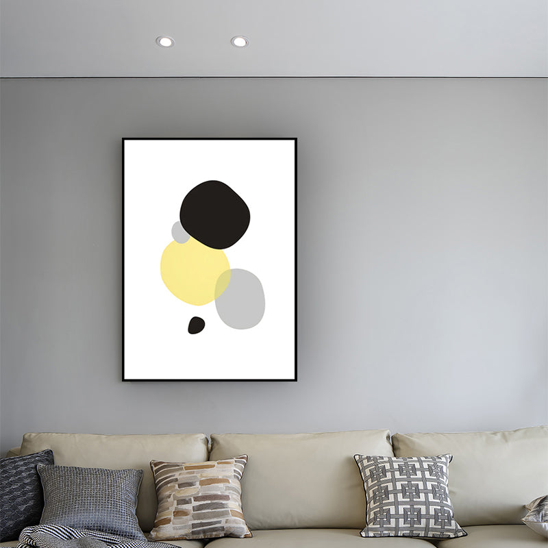 Brehn | Minimalismus Pfeile Wanddekoration Gelb und Schwarz Texturiertes Leinwand Wandkunst für Wohnzimmer