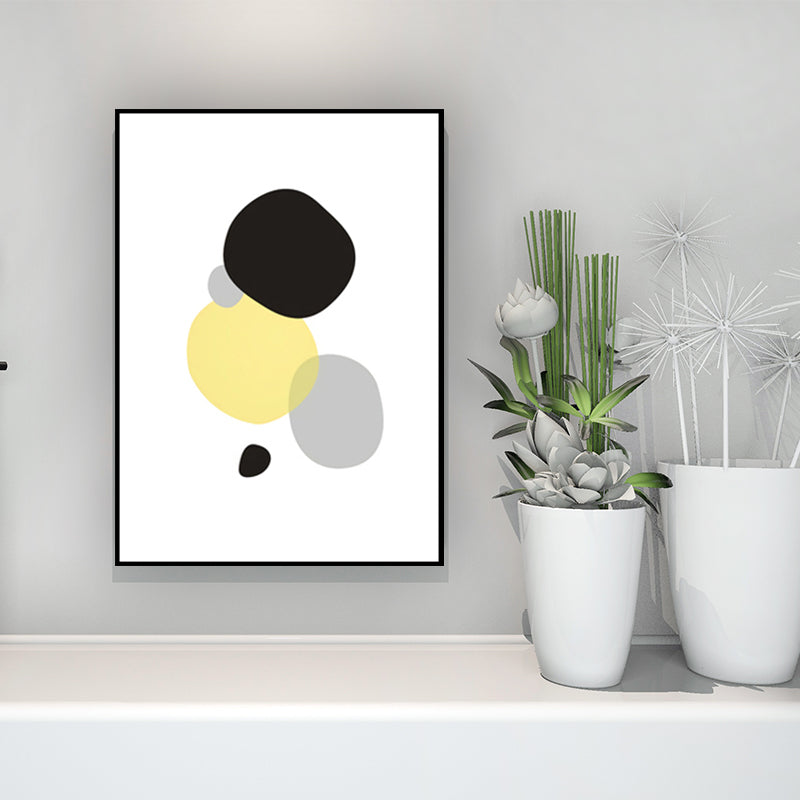 Brehn | Minimalismus Pfeile Wanddekoration Gelb und Schwarz Texturiertes Leinwand Wandkunst für Wohnzimmer