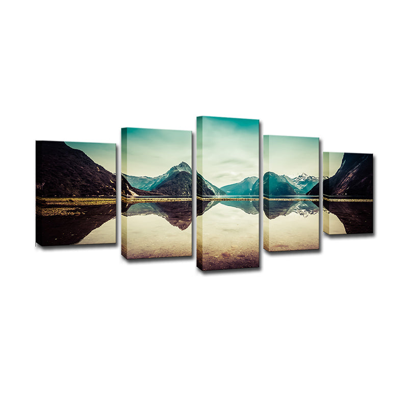 Brehn | Blaue Milford Sound Landschaftsleinwand Mehrteiliges Wandkunst für Wohnzimmer