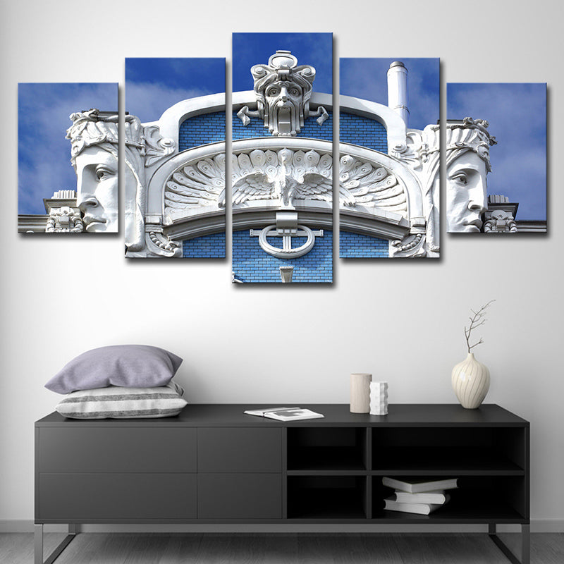 Brehn | Weiße Skulptur Leinwand Wandkunst Architektur Modern Mehrteilige Wanddekoration für Zuhause
