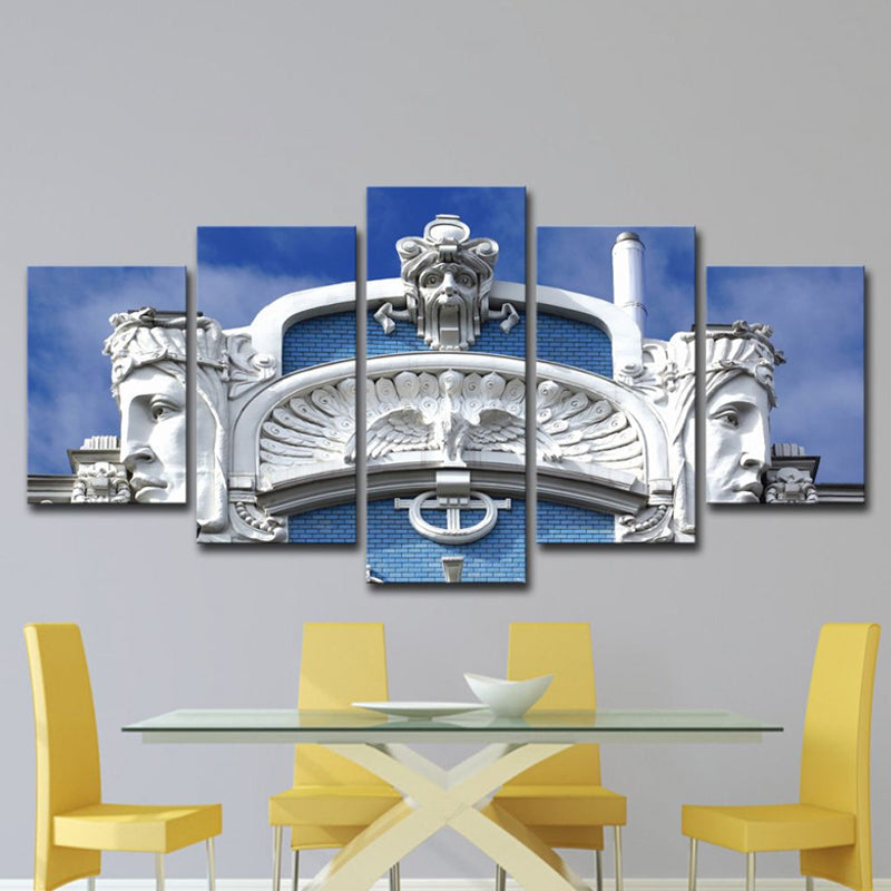 Brehn | Weiße Skulptur Leinwand Wandkunst Architektur Modern Mehrteilige Wanddekoration für Zuhause