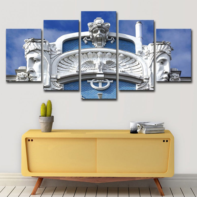 Brehn | Weiße Skulptur Leinwand Wandkunst Architektur Modern Mehrteilige Wanddekoration für Zuhause