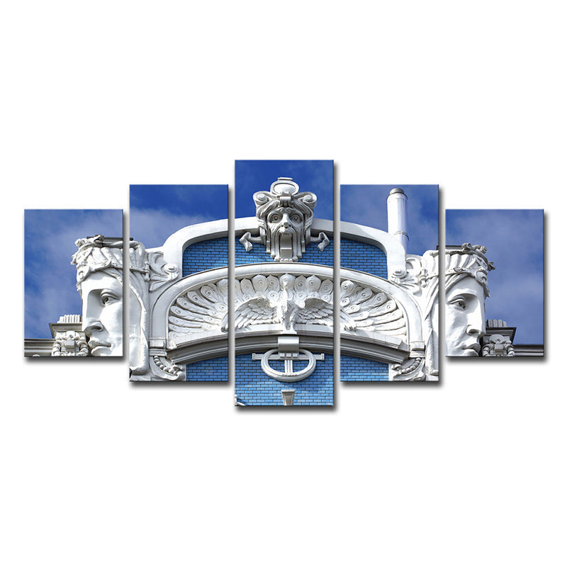 Brehn | Weiße Skulptur Leinwand Wandkunst Architektur Modern Mehrteilige Wanddekoration für Zuhause