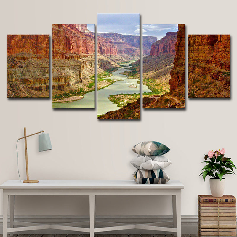 Brehn | Braunes Grand Canyon-Leinwand-Landschaftsmodernes Mehrteil-Wandkunst für das Wohnzimmer