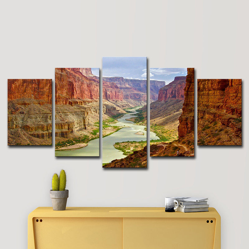 Brehn | Braunes Grand Canyon-Leinwand-Landschaftsmodernes Mehrteil-Wandkunst für das Wohnzimmer