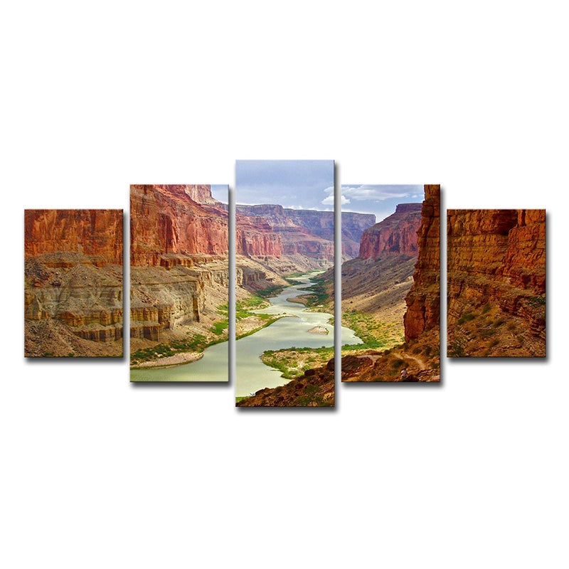 Brehn | Braunes Grand Canyon-Leinwand-Landschaftsmodernes Mehrteil-Wandkunst für das Wohnzimmer