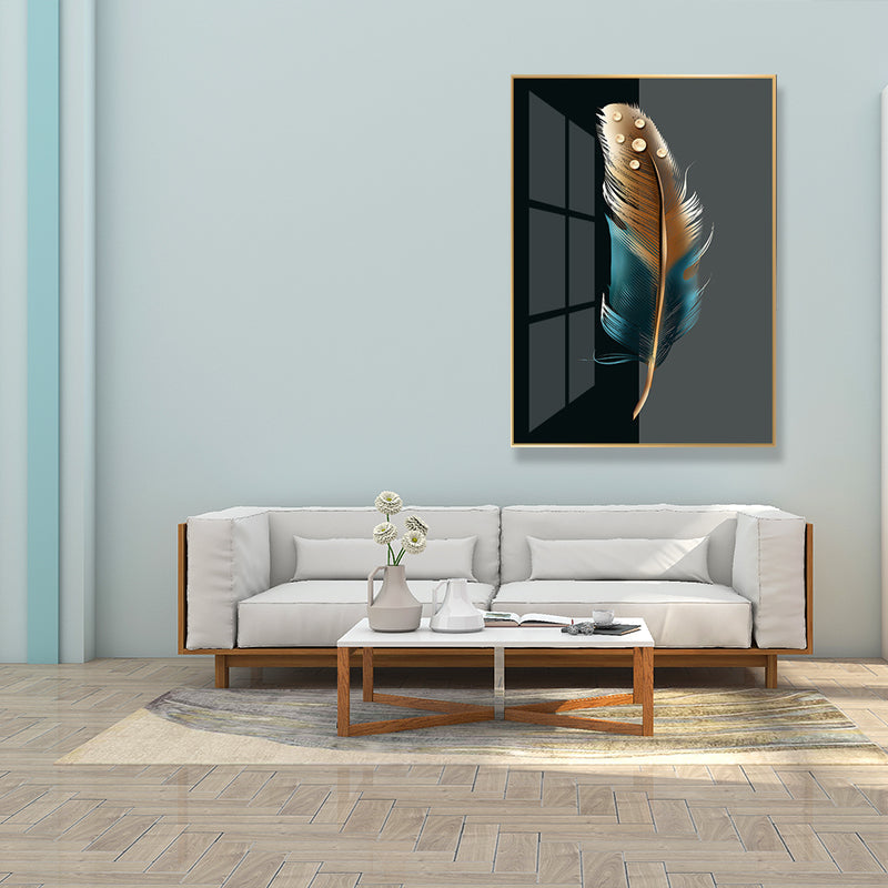 Brehn | Digitale Kunst Federbedruckte Leinwand für das Wohnzimmer, Dunkle Farbe, Texturierte Oberfläche