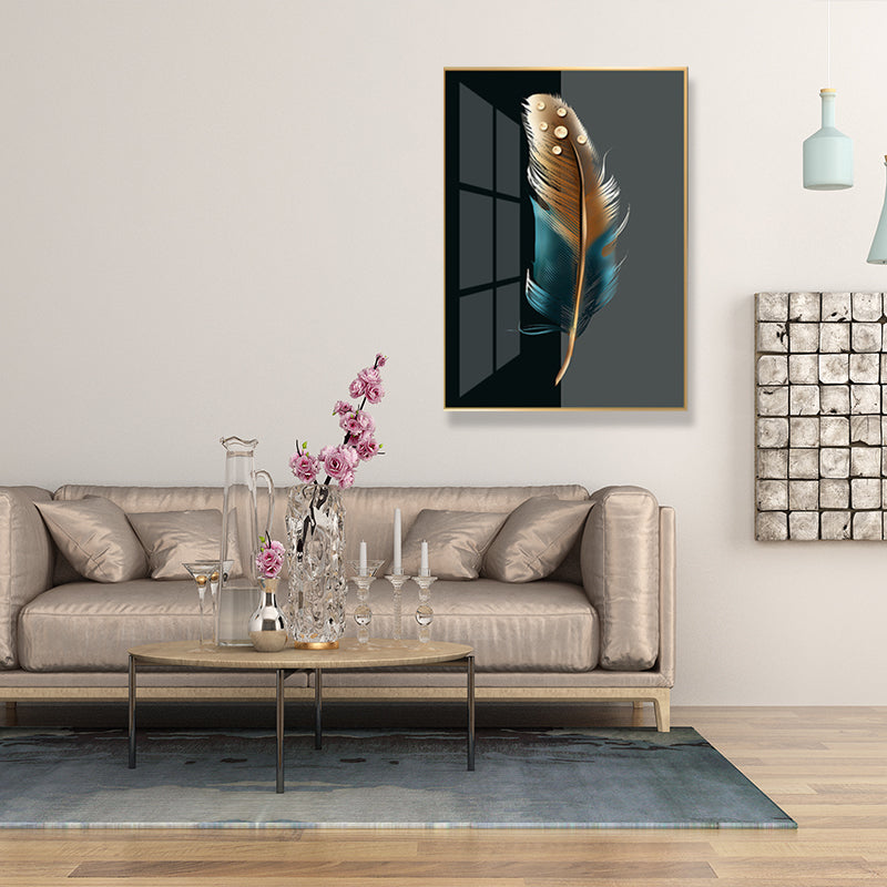 Brehn | Digitale Kunst Federbedruckte Leinwand für das Wohnzimmer, Dunkle Farbe, Texturierte Oberfläche