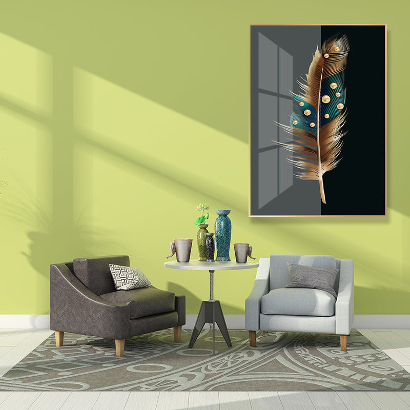 Brehn | Digitale Kunst Federbedruckte Leinwand für das Wohnzimmer, Dunkle Farbe, Texturierte Oberfläche