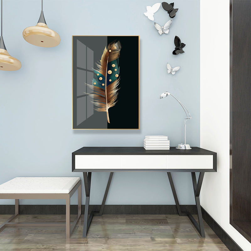 Brehn | Digitale Kunst Federbedruckte Leinwand für das Wohnzimmer, Dunkle Farbe, Texturierte Oberfläche