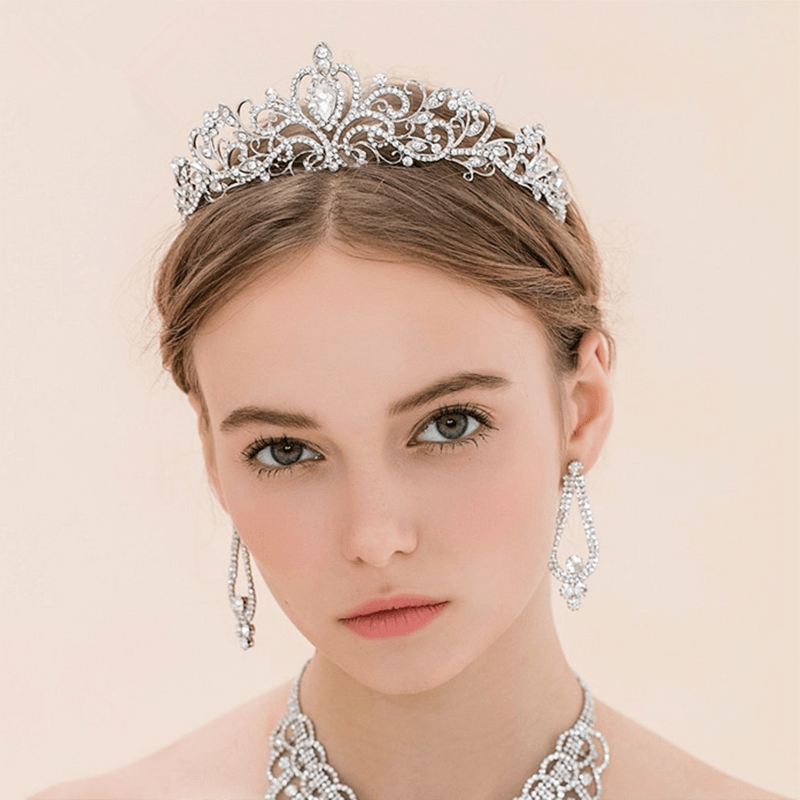 Kristall-Tiara-Krone mit Strasskamm