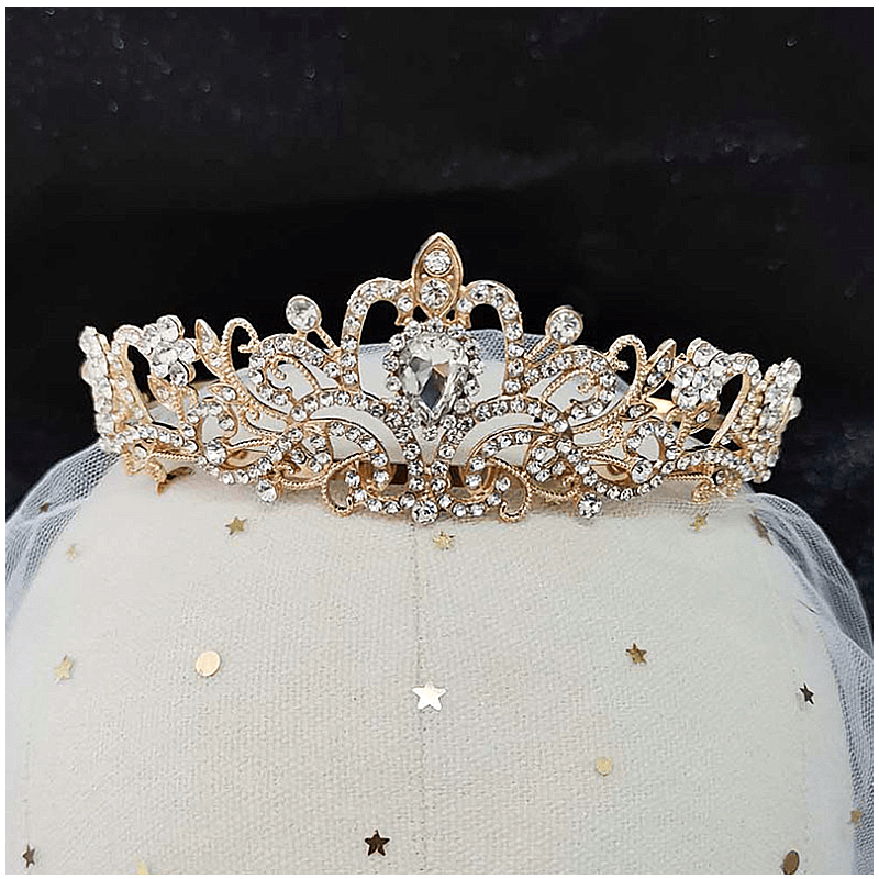 Kristall-Tiara-Krone mit Strasskamm