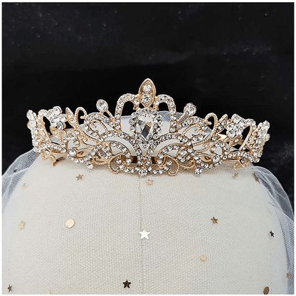 Kristall-Tiara-Krone mit Strasskamm