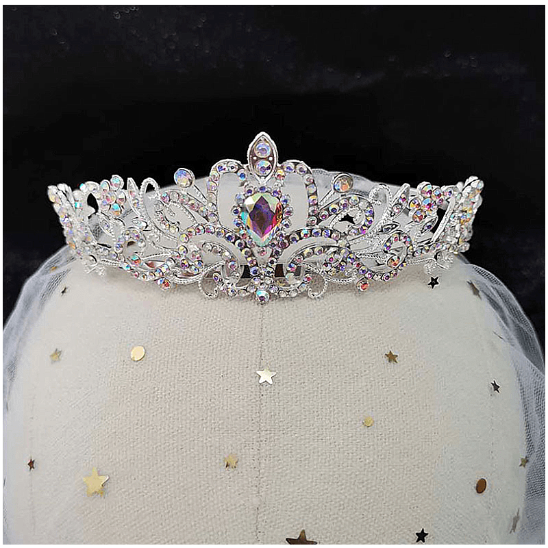 Kristall-Tiara-Krone mit Strasskamm