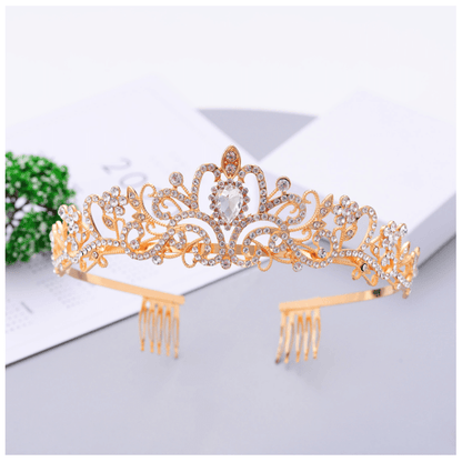 Kristall-Tiara-Krone mit Strasskamm