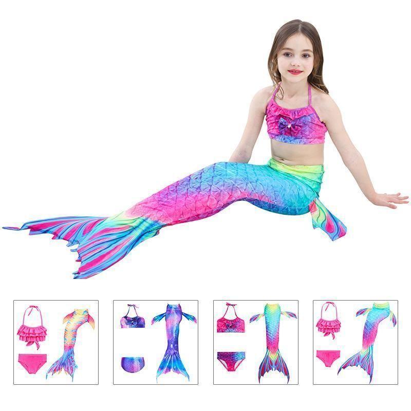 Meerjungfrauenschwanz-Badeanzug-Bikini-Set für Mädchen
