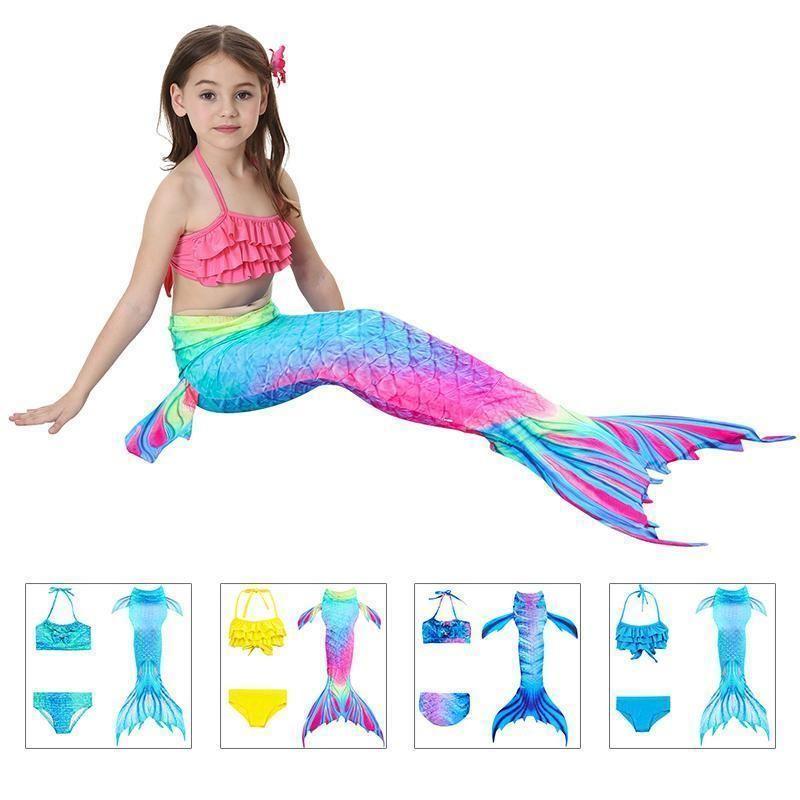 Meerjungfrauenschwanz-Badeanzug-Bikini-Set für Mädchen
