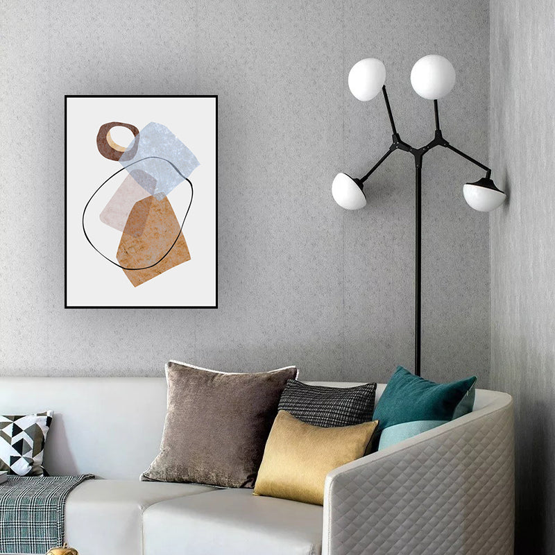 Brehn | Geometrie Wandkunstdruck Pastellfarbe Nordischer Stil Leinwand für Wohnzimmer, Texturiert