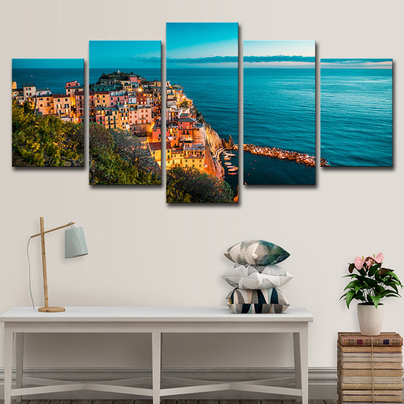 Brehn | Mehrteiliges Italien Cinque Terre Kunstdruck Global Inspirierte Leinwand Wanddekoration für das Wohnzimmer