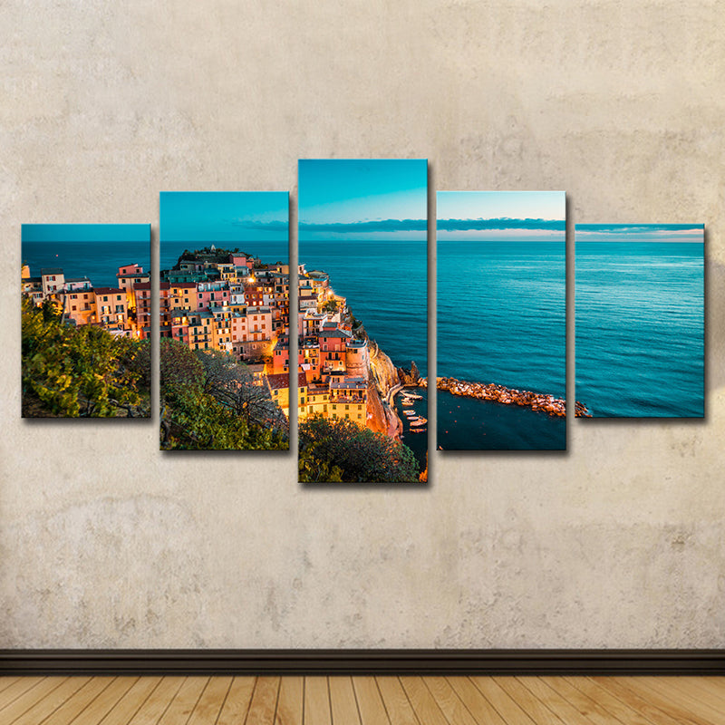 Brehn | Mehrteiliges Italien Cinque Terre Kunstdruck Global Inspirierte Leinwand Wanddekoration für das Wohnzimmer
