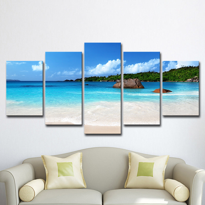 Brehn | Tropix Strandlandschaft Wandkunst Dekor Himmelblau Mehrteiliges Canvasdruck für Schlafzimmer