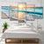 Brehn | Sonnenuntergang Strand Welle Kunstdruck Ozean-Blau Leinwand Wanddekoration für das Esszimmer, Mehrteilig