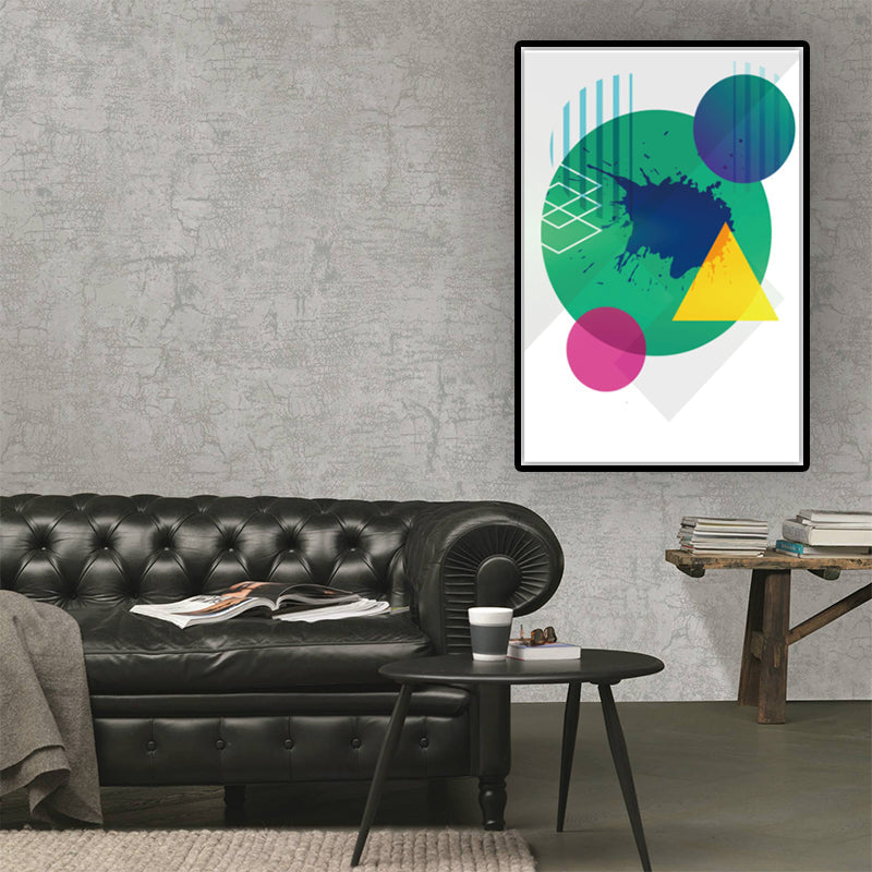 Brehn | Farbblockierende geometrische Wandkunst nordische Textur Leinwanddruck für Werkstatt