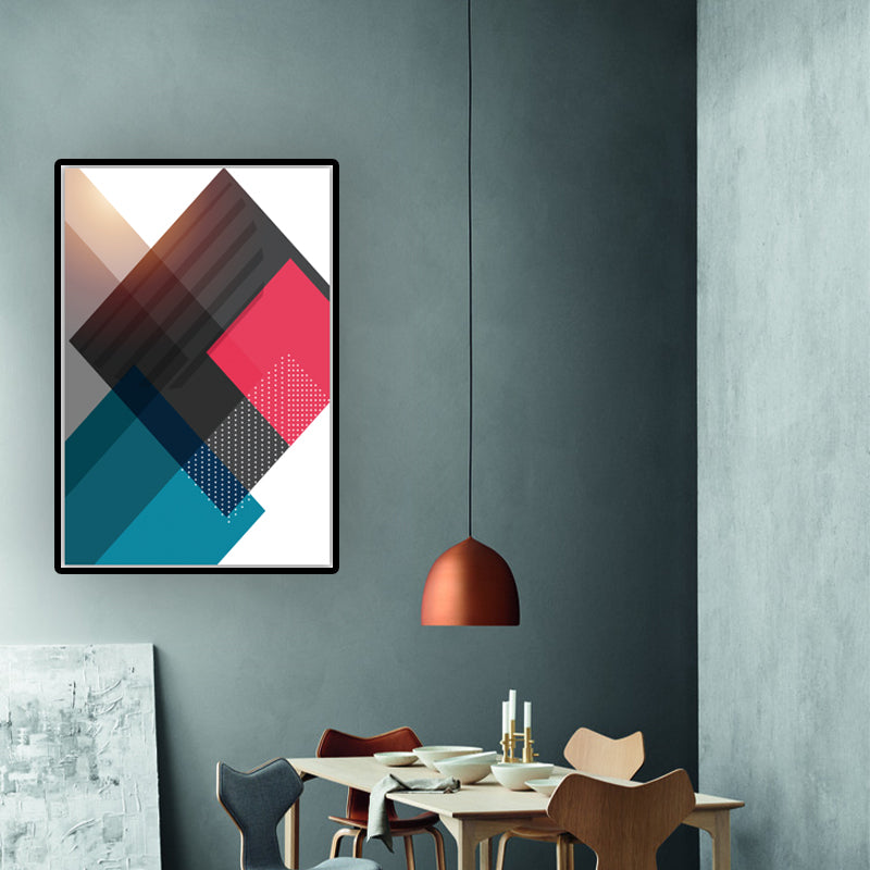 Brehn | Farbblockierende geometrische Wandkunst nordische Textur Leinwanddruck für Werkstatt