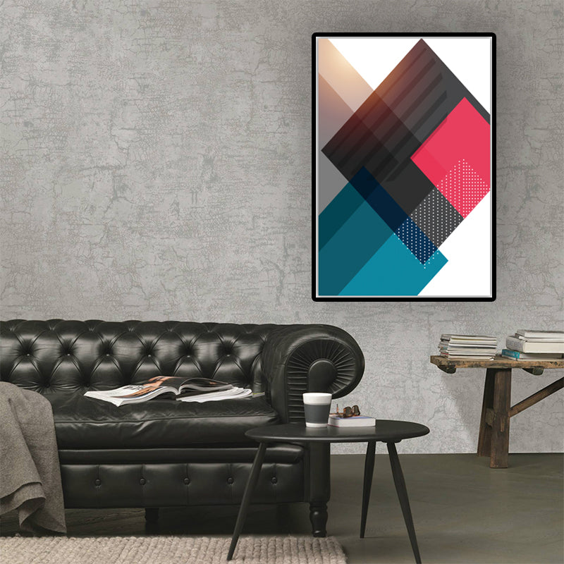 Brehn | Farbblockierende geometrische Wandkunst nordische Textur Leinwanddruck für Werkstatt