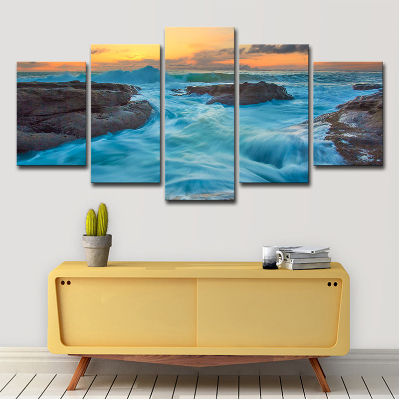 Brehn | Seascapes Ocean Torrent Leinwanddruck Tropische Mehrteilige Wandkunst Dekor in Blau