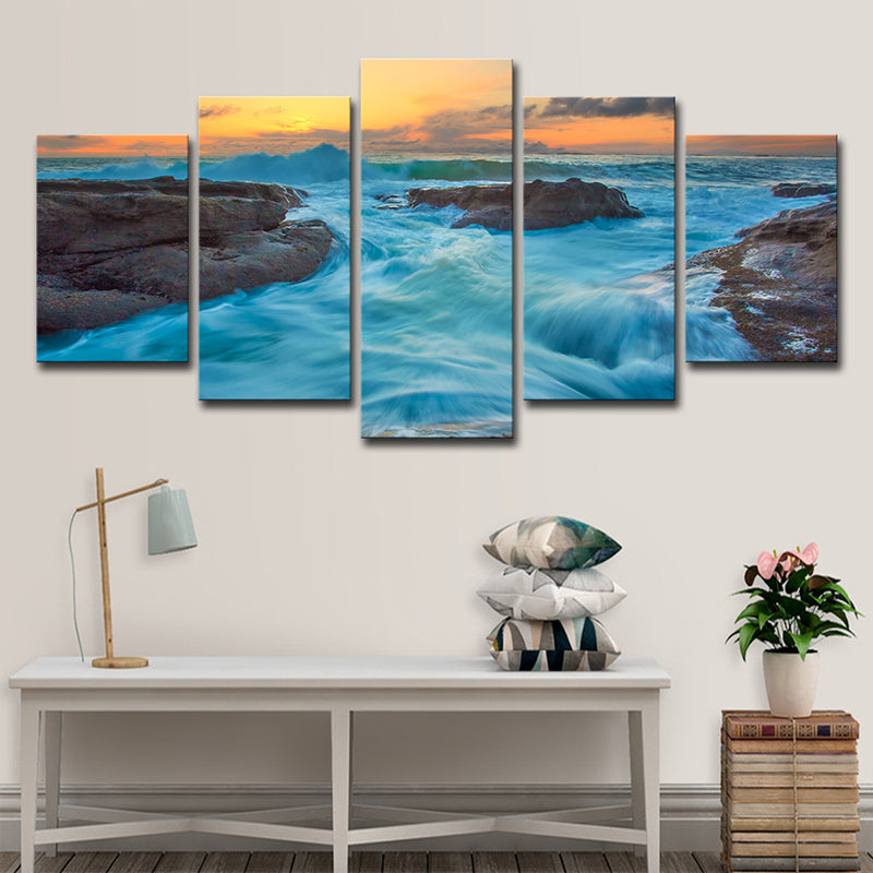 Brehn | Seascapes Ocean Torrent Leinwanddruck Tropische Mehrteilige Wandkunst Dekor in Blau