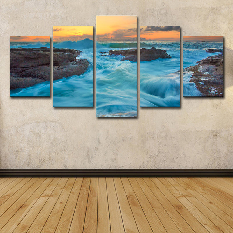 Brehn | Seascapes Ocean Torrent Leinwanddruck Tropische Mehrteilige Wandkunst Dekor in Blau