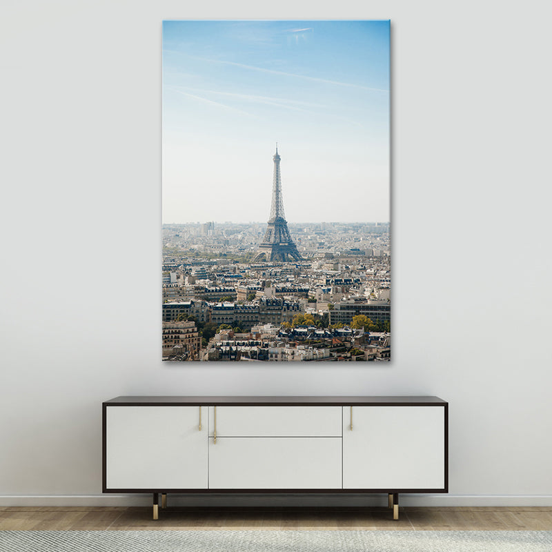 Brehn | Blaue Paris Tower Leinwanddruck Texturiert Global Inspirierte Wandkunst für Wohninterieur