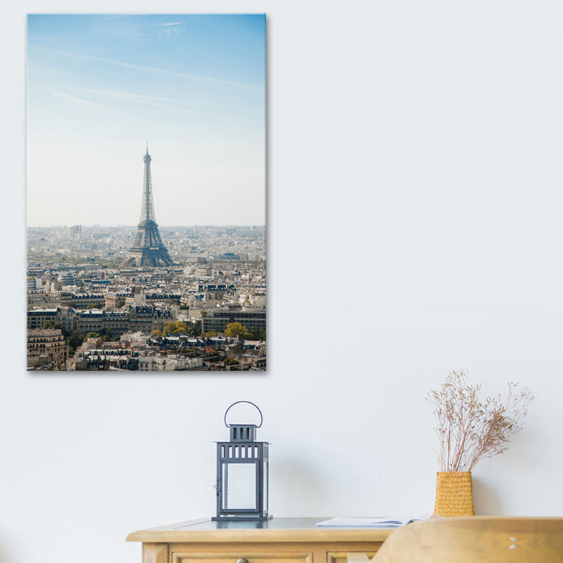 Brehn | Blaue Paris Tower Leinwanddruck Texturiert Global Inspirierte Wandkunst für Wohninterieur