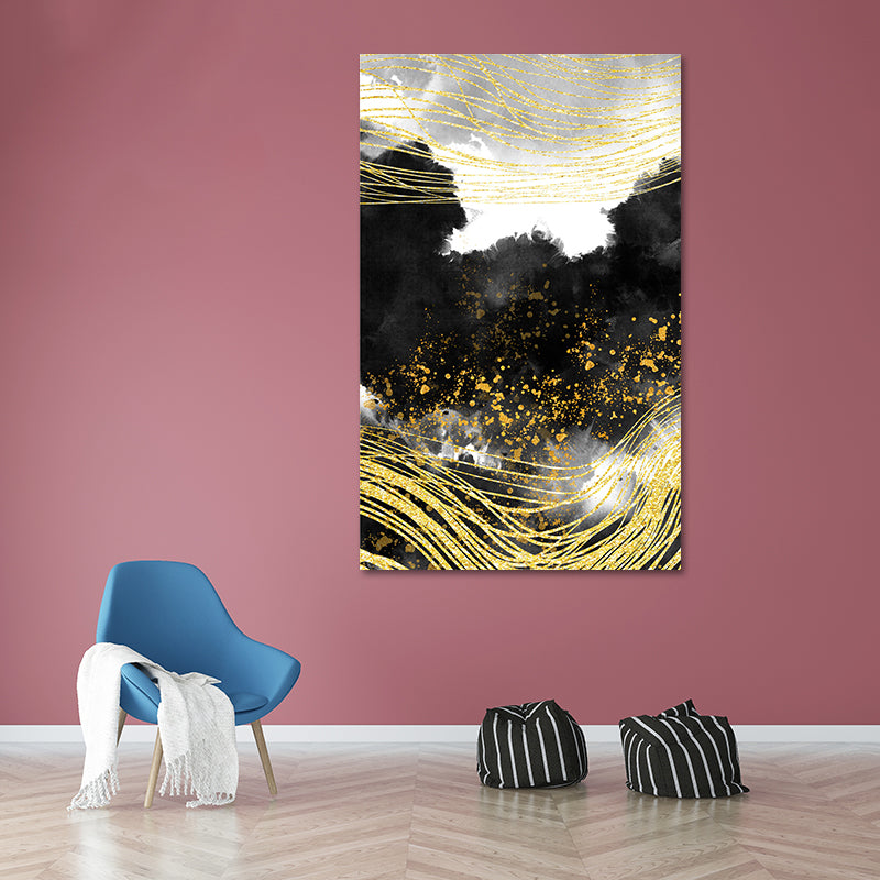 Brehn | Berglandschaft Wandkunst Set Glam Einzigartige Landschaft Leinwanddruck in Gold für Flur