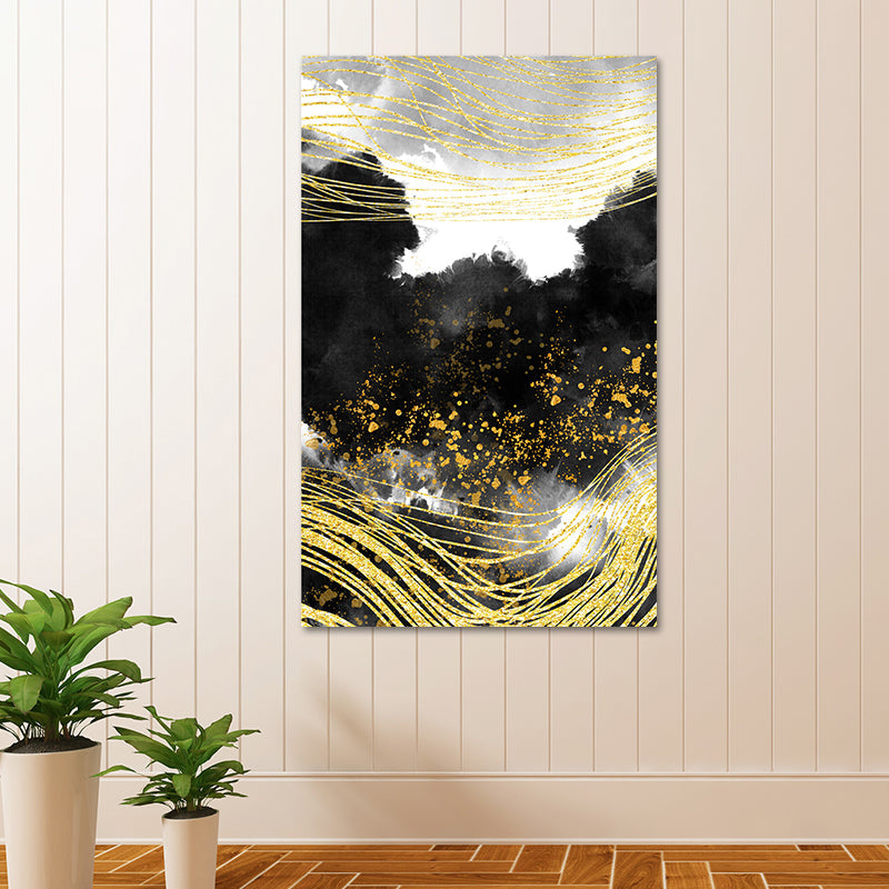 Brehn | Berglandschaft Wandkunst Set Glam Einzigartige Landschaft Leinwanddruck in Gold für Flur