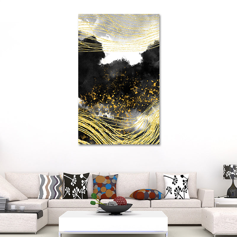 Brehn | Berglandschaft Wandkunst Set Glam Einzigartige Landschaft Leinwanddruck in Gold für Flur