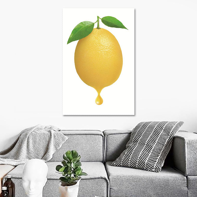 Brehn | Simplicity Lemon Leinwanddruck in Gelb auf Weiß Wohnzimmer Wandkunst, Texturiert