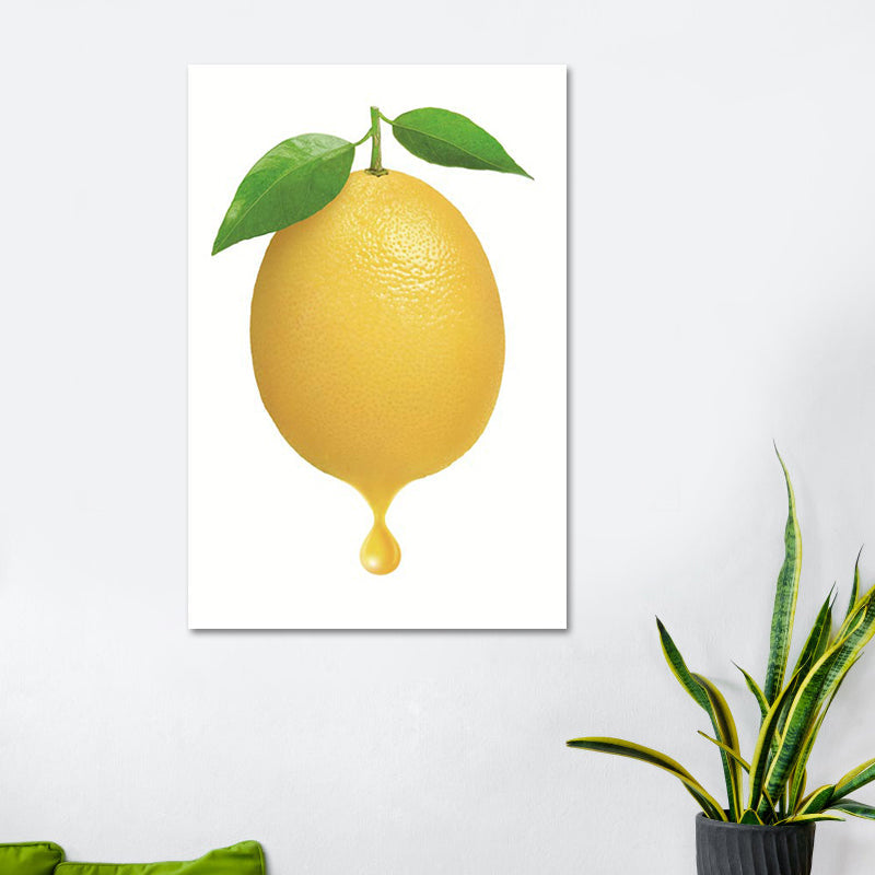 Brehn | Simplicity Lemon Leinwanddruck in Gelb auf Weiß Wohnzimmer Wandkunst, Texturiert