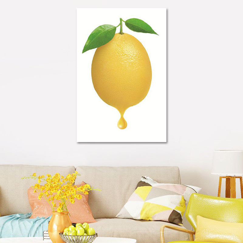 Brehn | Simplicity Lemon Leinwanddruck in Gelb auf Weiß Wohnzimmer Wandkunst, Texturiert