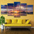 Brehn | Meerlaagse Canvasprint van Lake and Sunset Glow, hedendaagse wanddecoratie in paars voor kamer