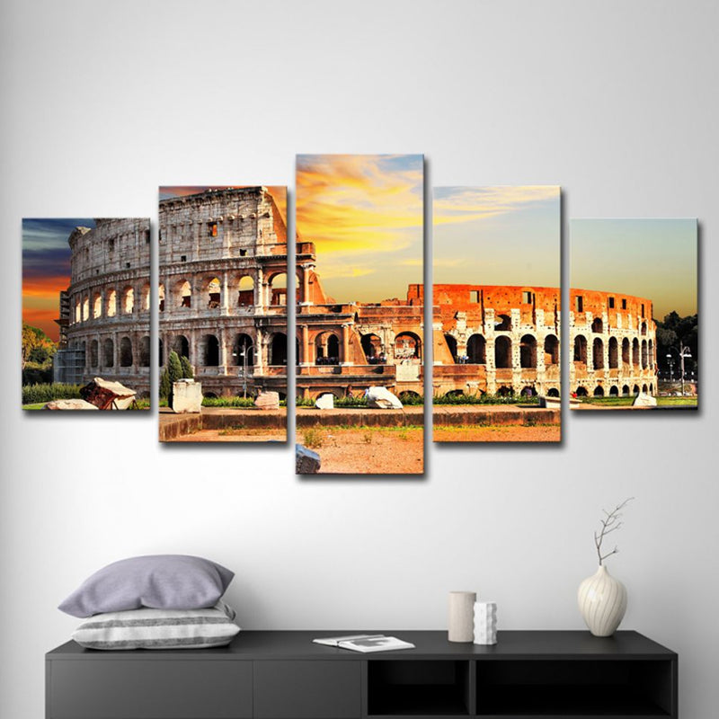 Brehn | Modernes kulturelles Relikt Wandkunst Dekor Orange Römisches Kolosseum Landschaft Leinwanddruck