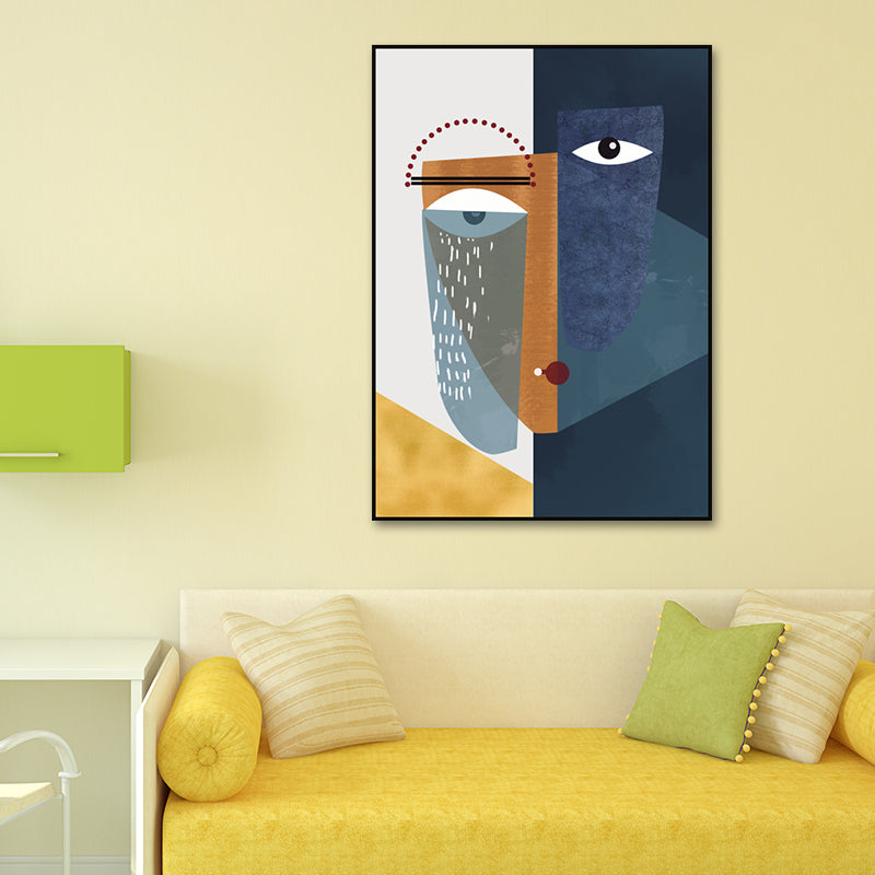 Brehn | Moderne Abstracte Gezicht Wandkunst Canvas Textuur Pastel Kleur Wanddecoratie voor Thuis