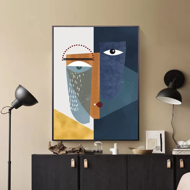 Brehn | Moderne Abstracte Gezicht Wandkunst Canvas Textuur Pastel Kleur Wanddecoratie voor Thuis